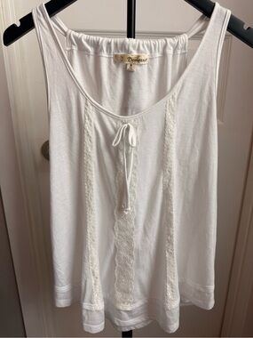 White Lace-Trim Tank Top